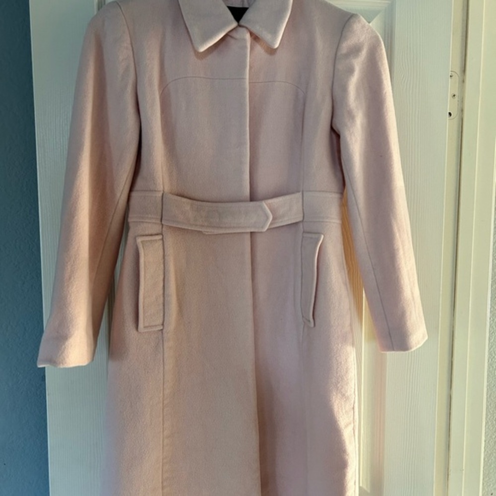 V S Moda International Pink Wool Blend Snap Front Belted Coat Womens 2P